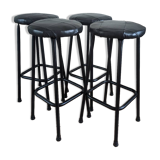 Tabourets en cuir noir