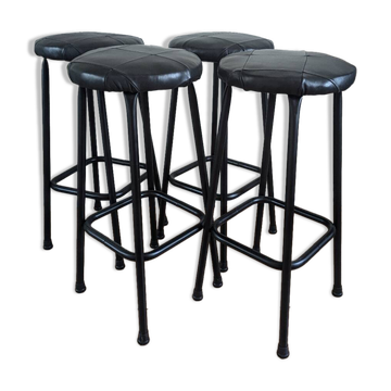Black leather stools