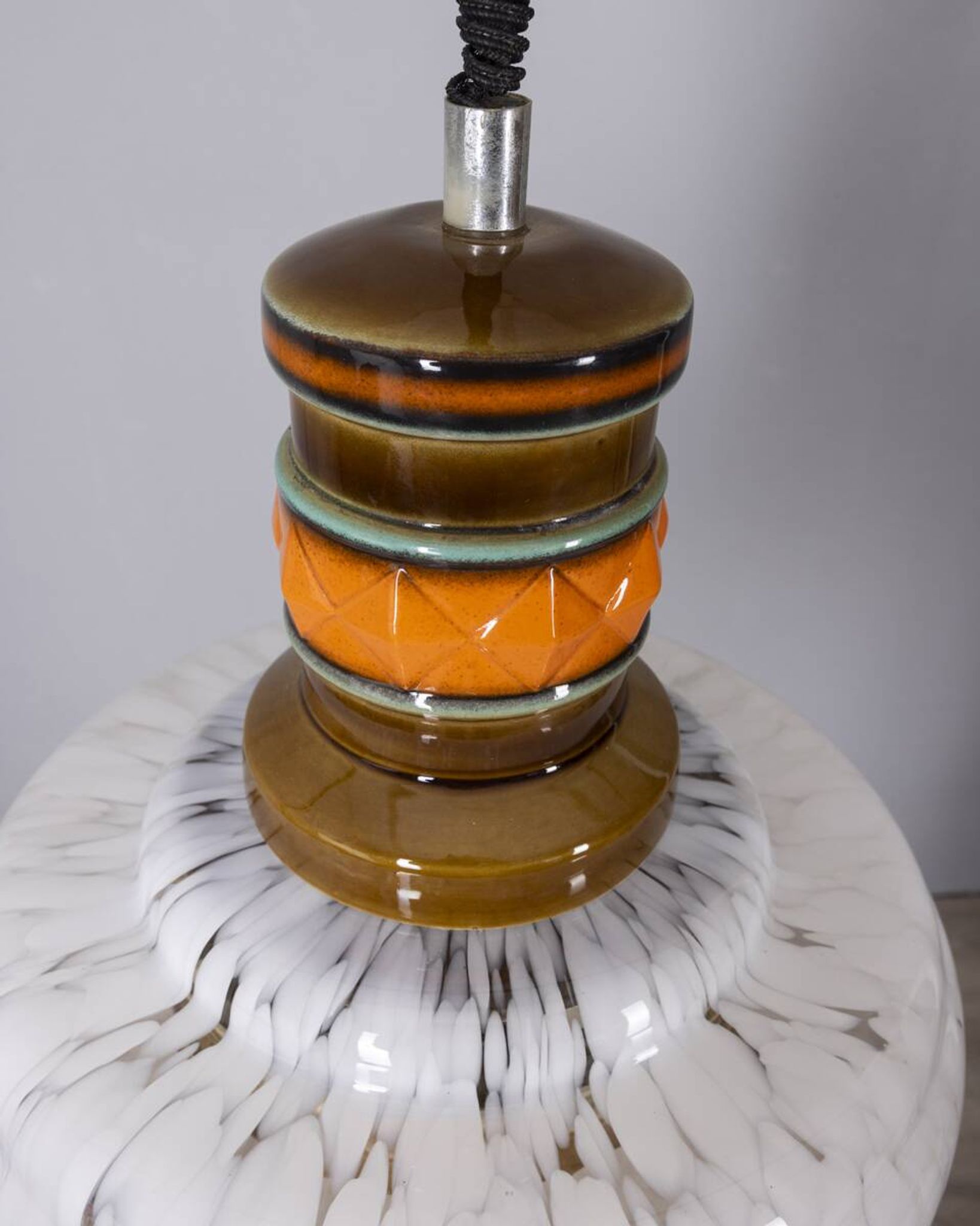 Vintage 1960s Italian design ceramic and glass chandelier