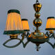 Art Deco brass and glass chandelier