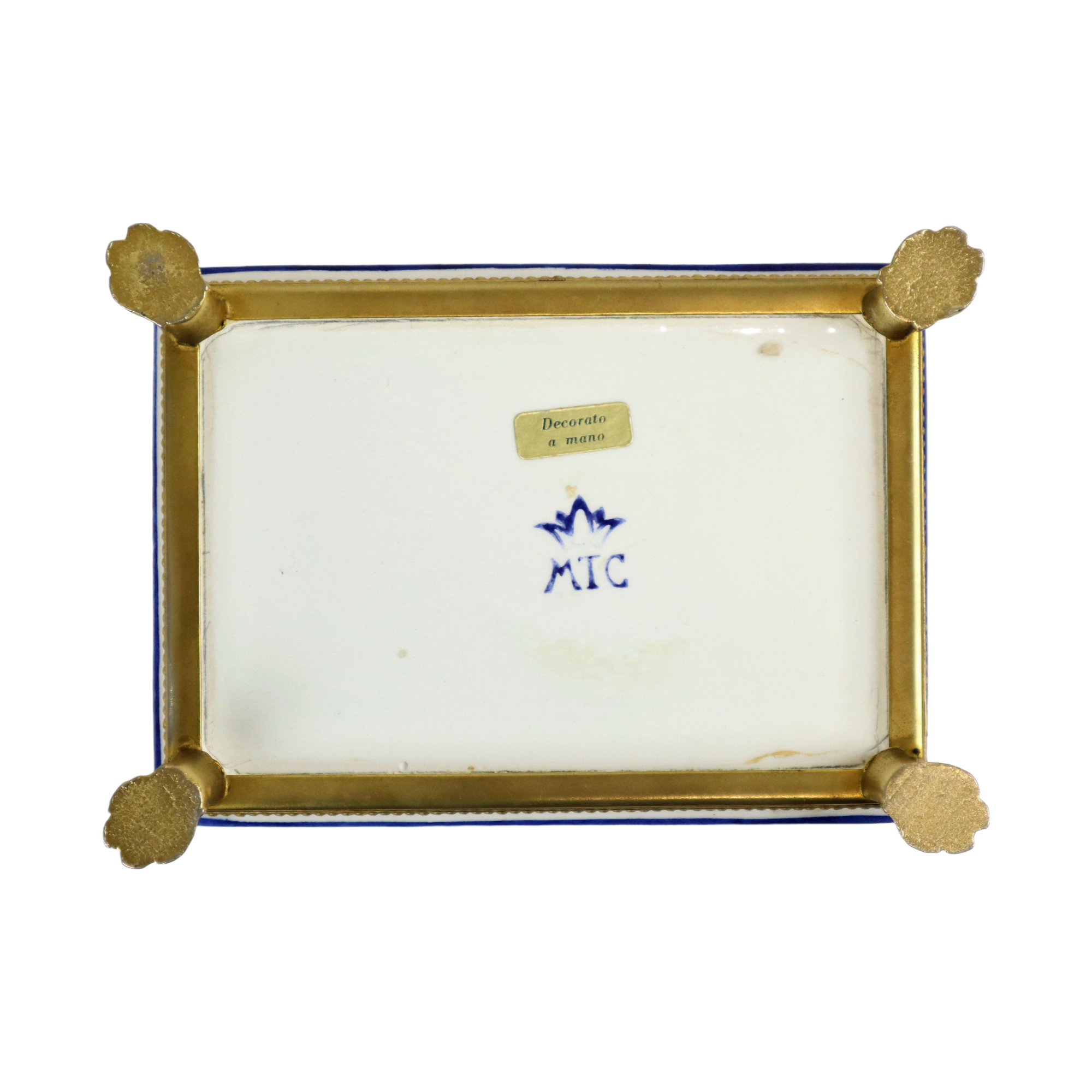Florentine mtc box jewelery trinket italian hand painted claw feet 15cm