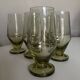 Set of 7 modernist lime green stemmed glasses 1950