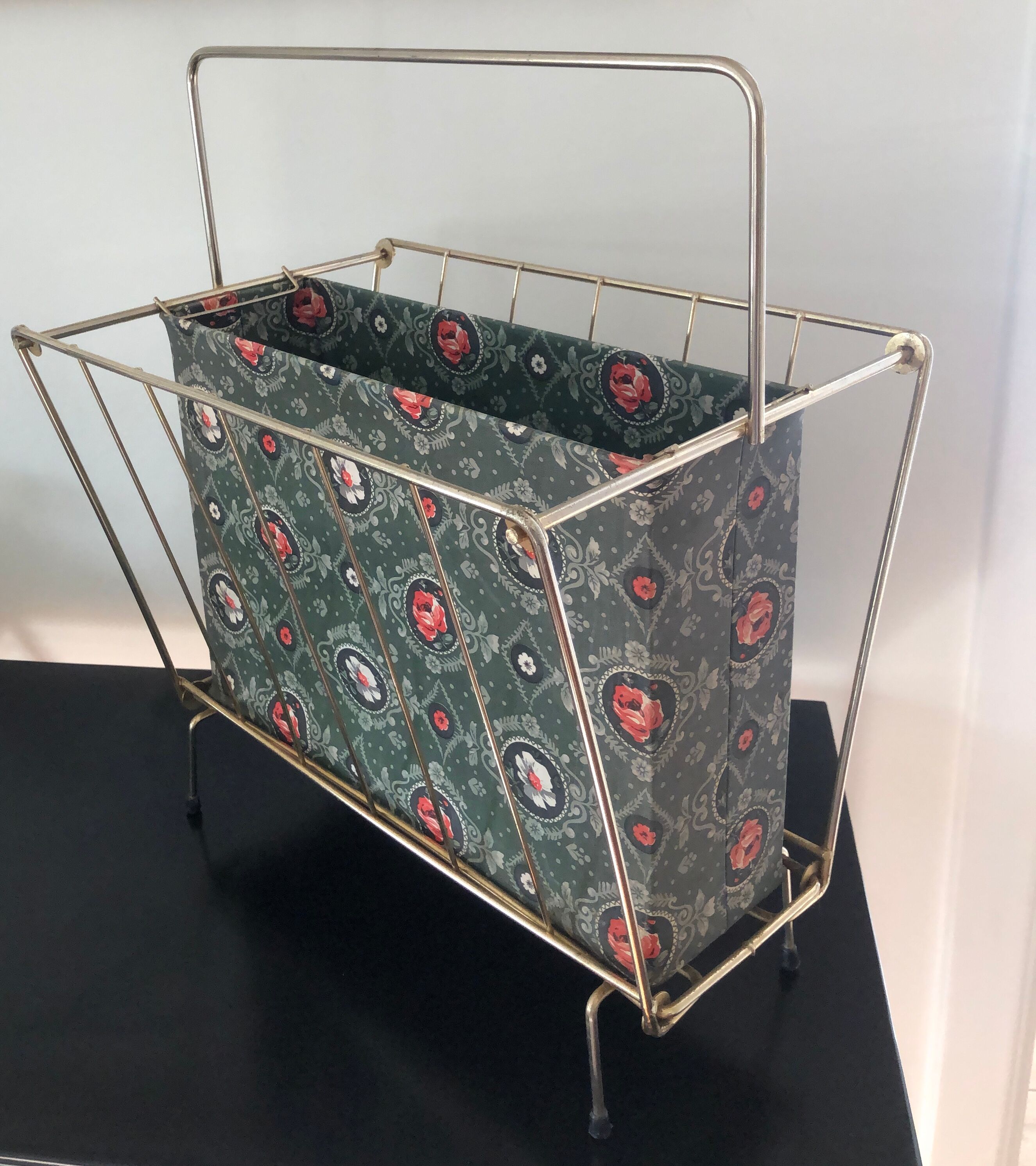 Metal magazine door and vintage oilcloth