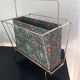 Porte revue métal et toile cirée vintage