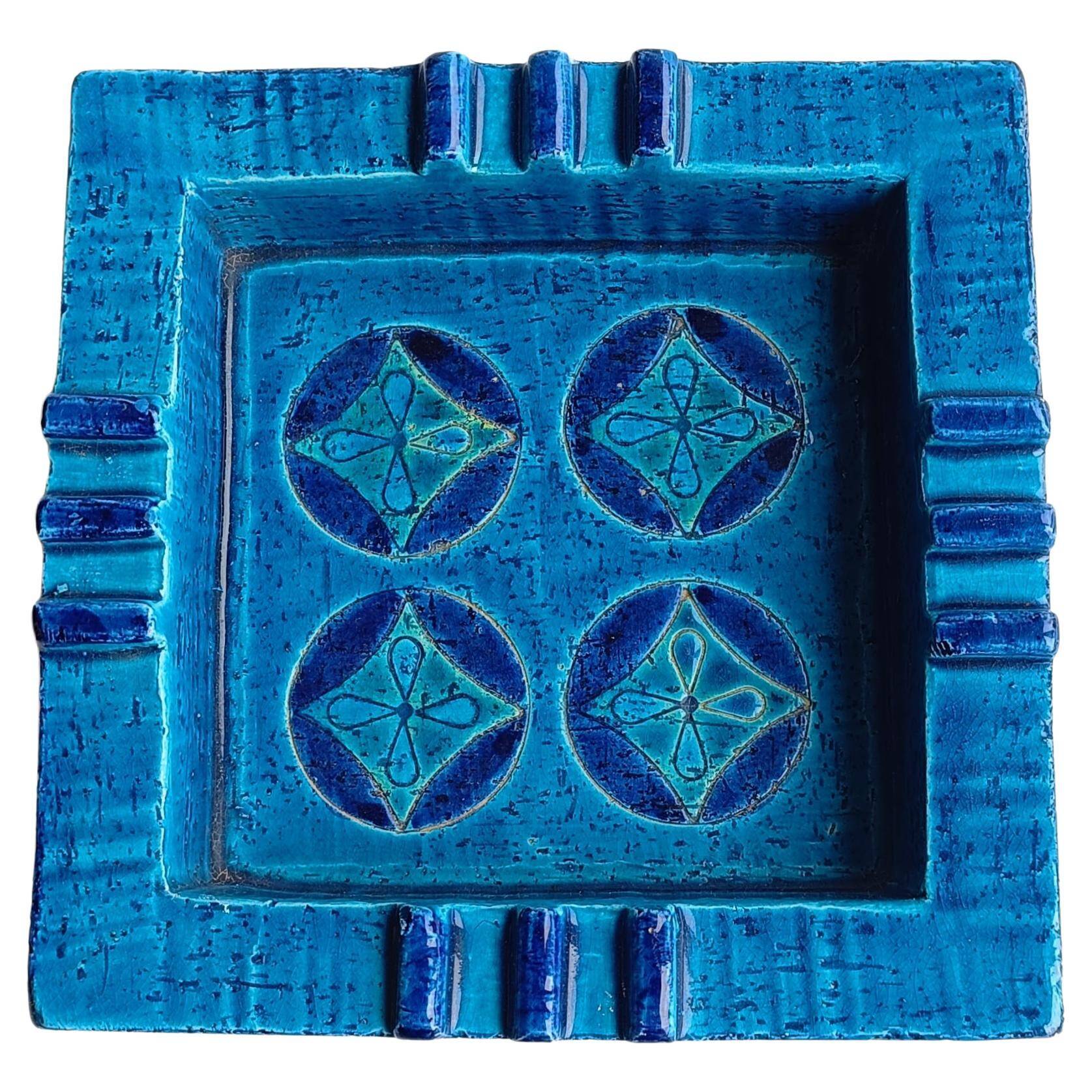 Bitossi by Aldo Londi Rimini Blu Glazed Ceramic Ashtray Vide-Poche, Italy  1960s
