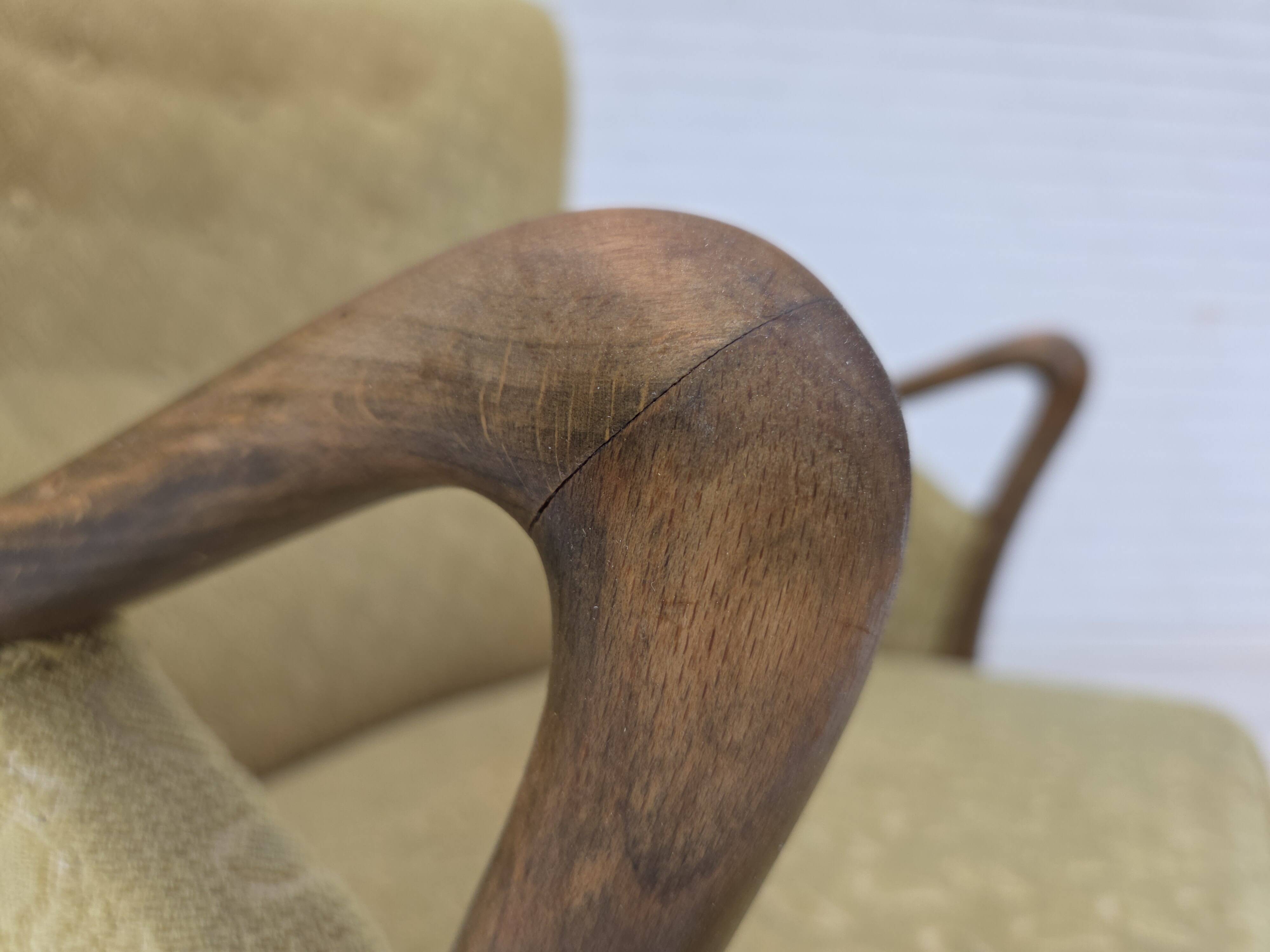 1960s, Danish armchair by Slagelse Møbelværk, model 157, velour.