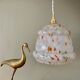 Vintage Clichy glass globe pendant lamp white orange and green