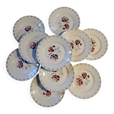 Lot 11 assiettes plates Rose Rouge Niderviller