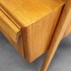 1960s mid-century maple nightstand with milky glass shelf, restored, Czechoslovakia
