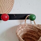 Coat rack 3 hooks metal balls, 50s