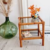 Rattan and smoked glass table