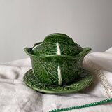 Green cabbage slip soup tureen