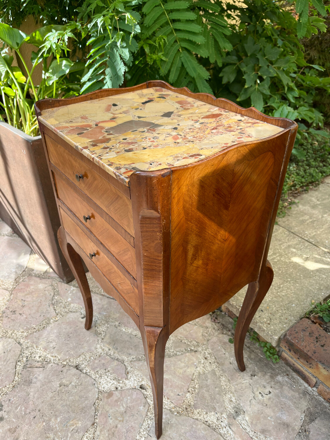 Old wooden bedside table