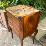 Old wooden bedside table