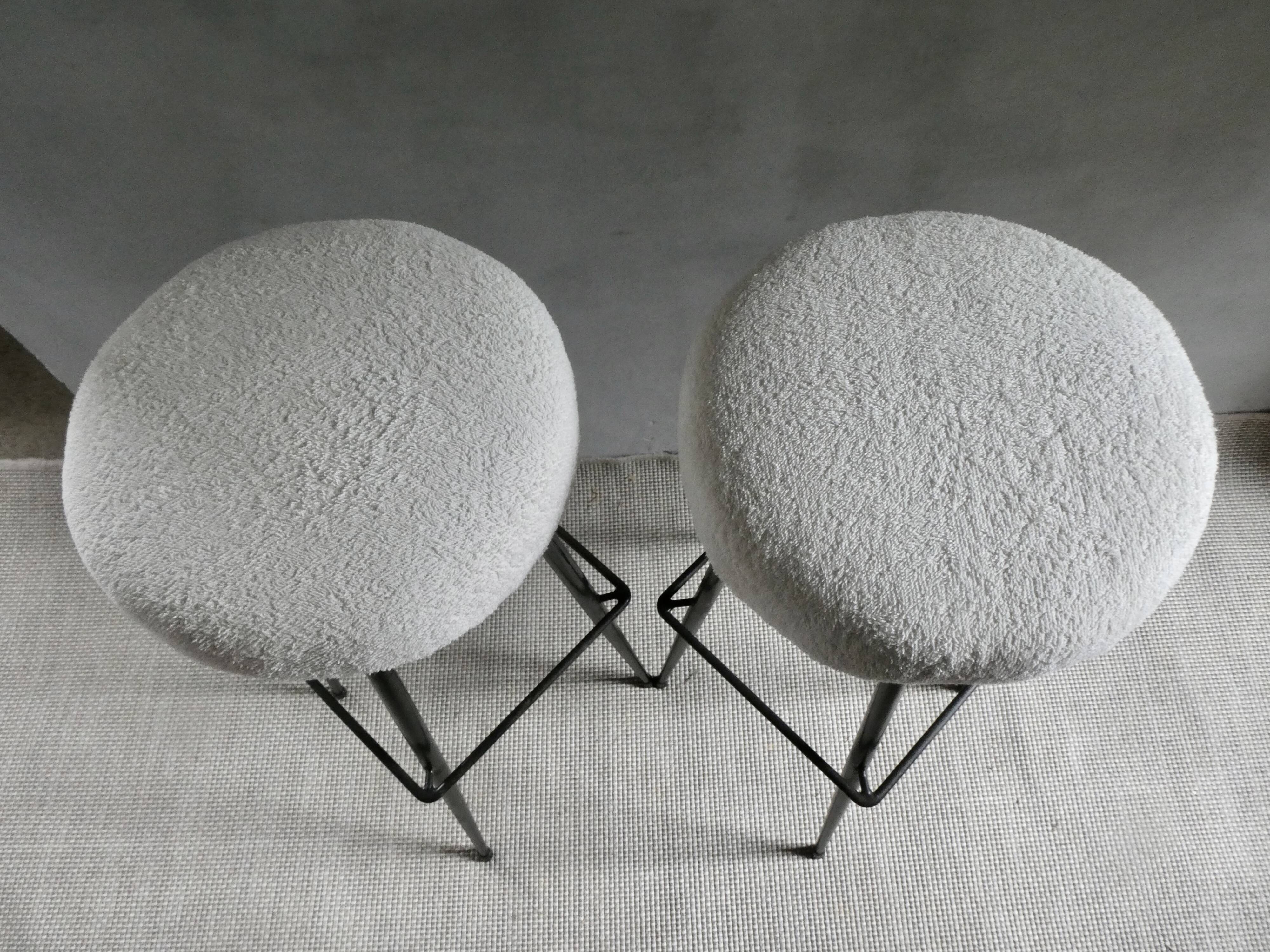 Pair of high metal bar stools, 1960s