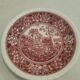 Old earthenware dessert plate, red country-style decoration by Villeroy and Boch.