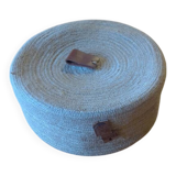 Basket with braided rope and leather lid