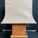 70s leather and wood pagoda lamps