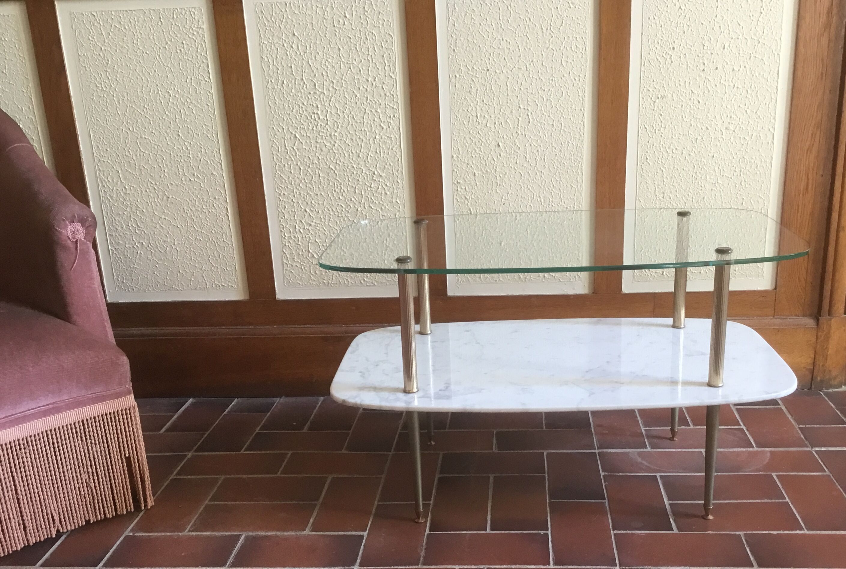 Table low double trap design 1950 vintage