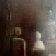 Oil painting on canvas, black and brown composition, 1974