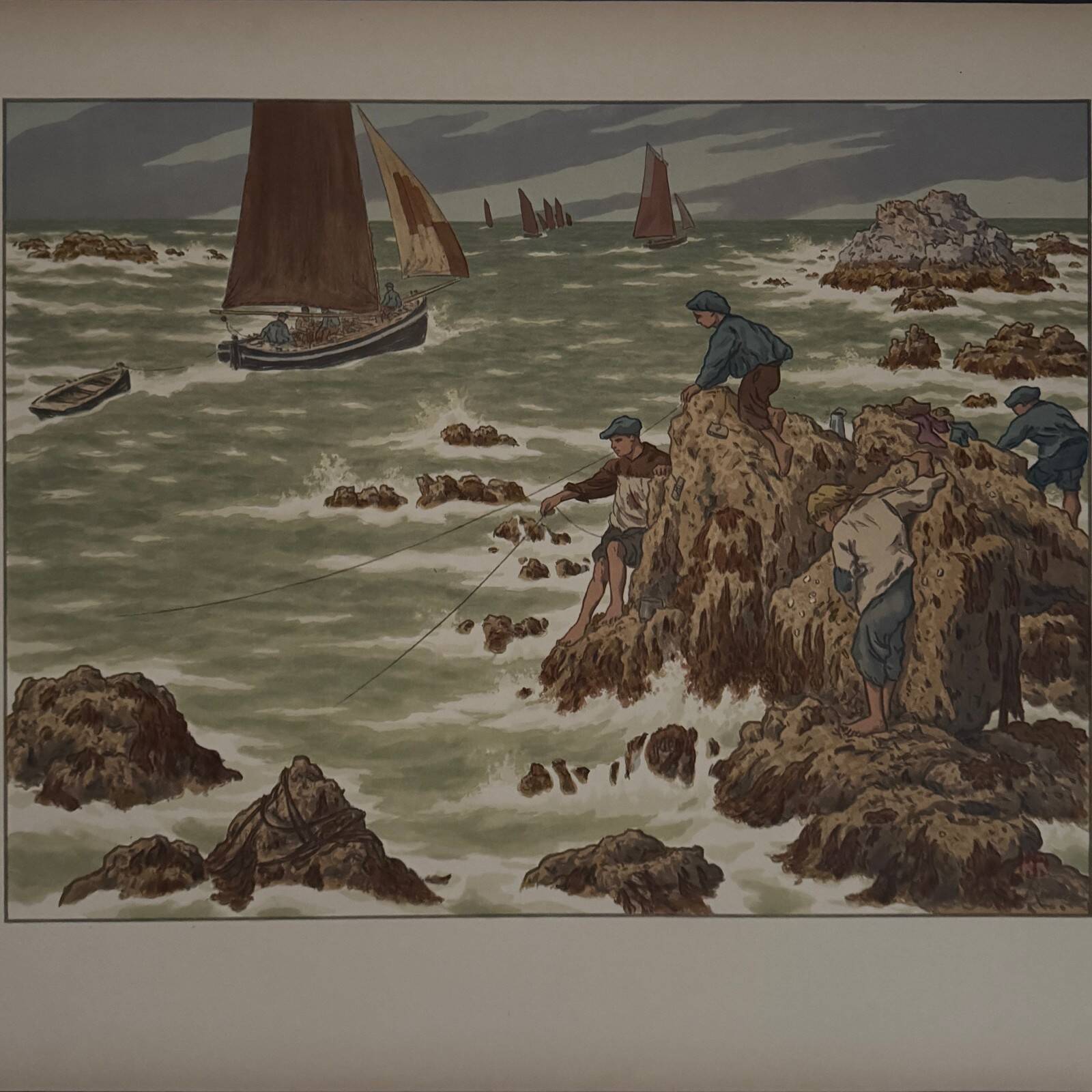Lithographie par Henri Rivière Au Vent de Noroît - Les Mousses