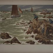 Lithograph by Henri Rivière The Wind of Noroît - The Seaweeds