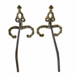 paire de chenets en bronze doré style Louis XV accessoire de cheminée ancien