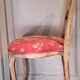 Wooden chair with varnished wood and red satin brocade fabric, 1920