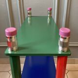 Postmodern round table, chair and bookcase by Pierre Sala 1980