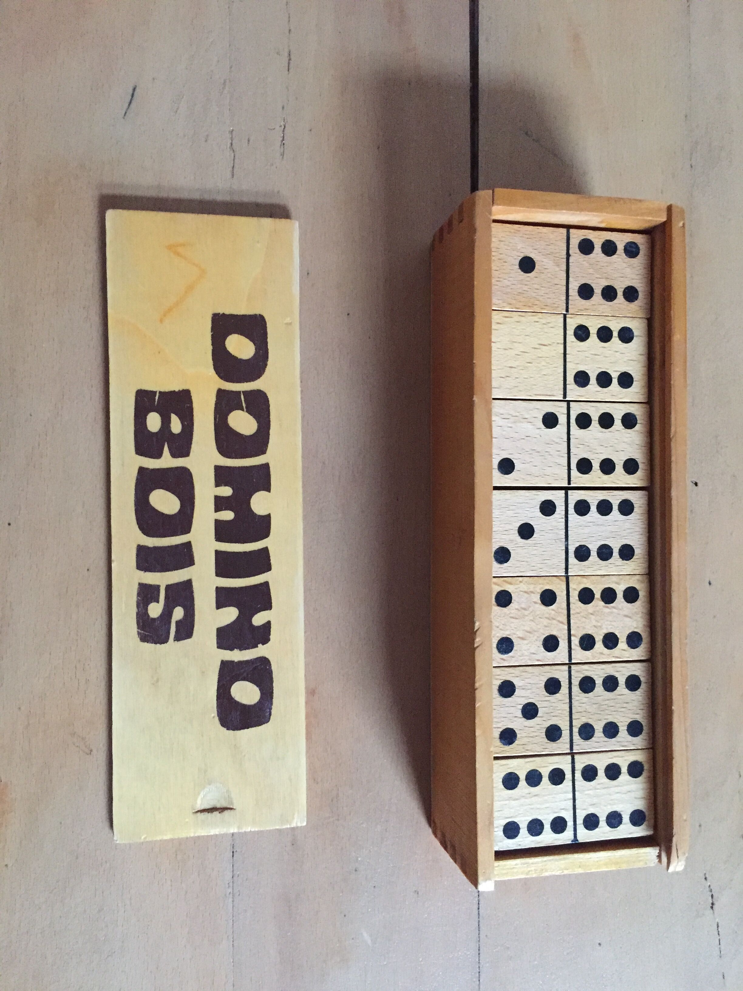 Old wooden dominoes game
