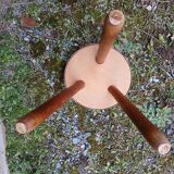 Antique tripod stool in wood and cowhide