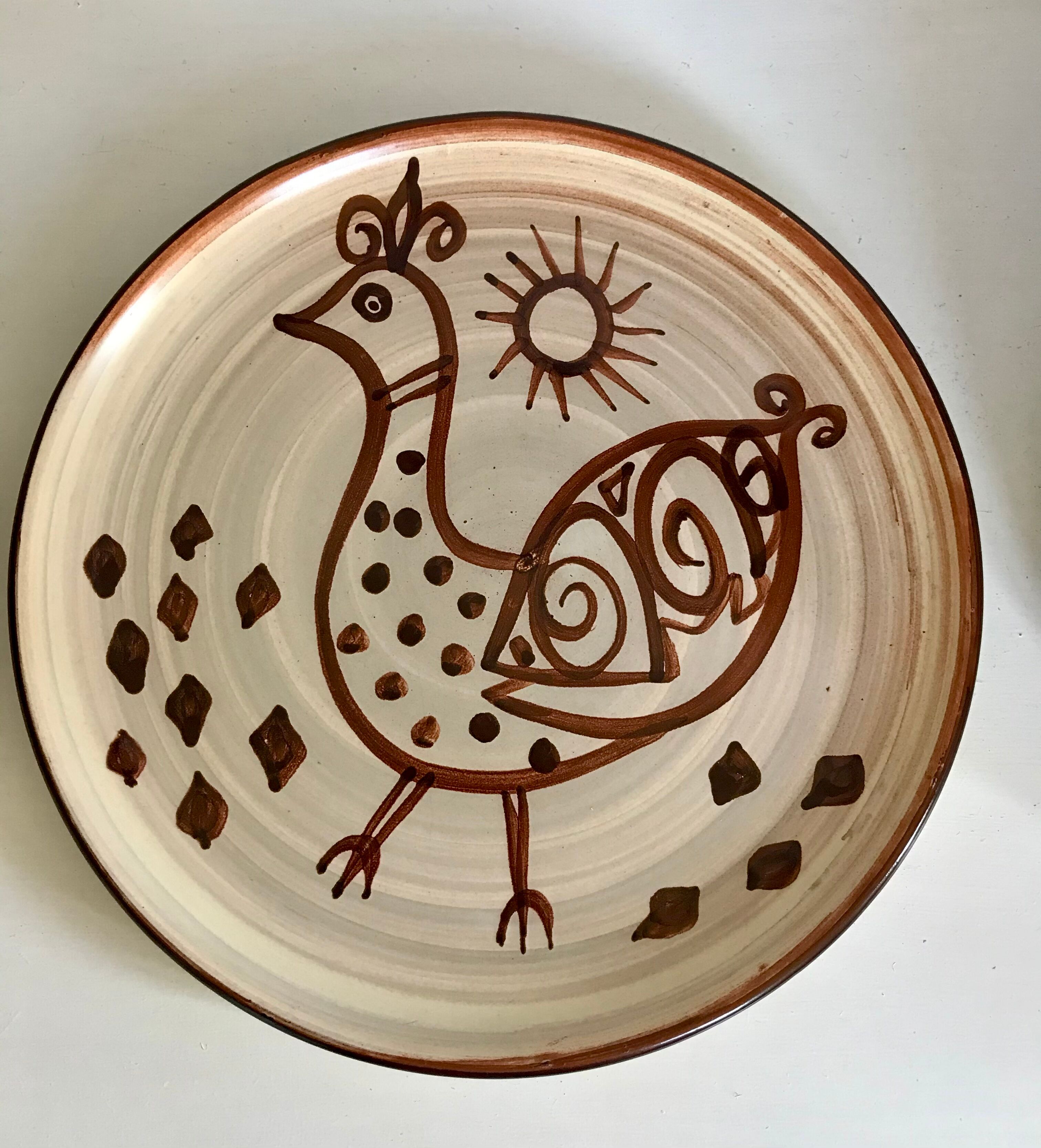 6 assiettes en grès Vallauris vintage