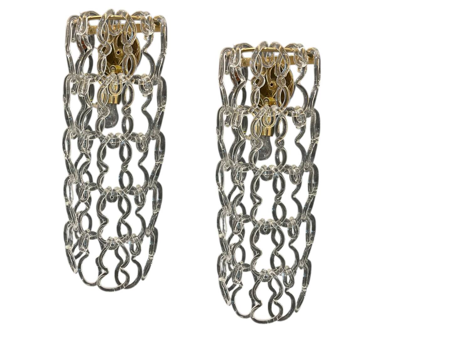 Large Murano Glass Sconces Set of 2 1980’s