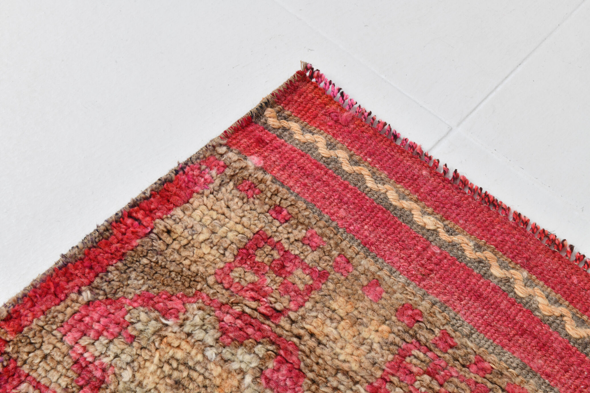 3x9 red & blue herki vintage runner rug 92x286cm