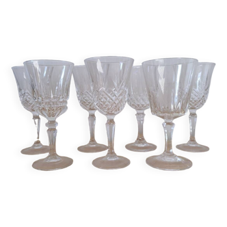 Set of 7 mismatched wine glasses