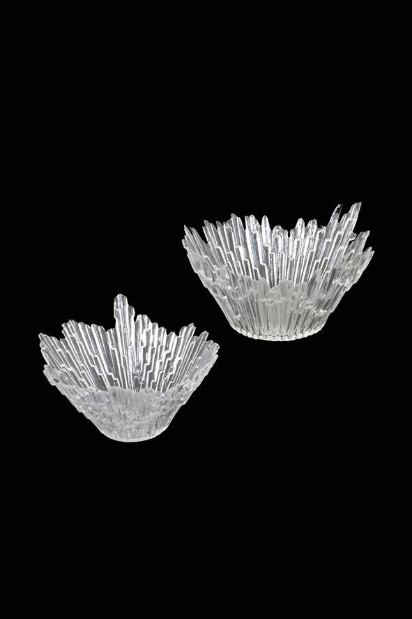 Set of 2 "Revontulet" / "Northern Lights" glass bowls by Tauno Wirkkala for Humppila / Finland / Mid Century Modern Design / 1960s
