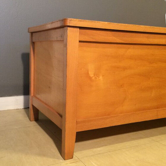 Bench vintage toy box in blond wood - 60s/70s