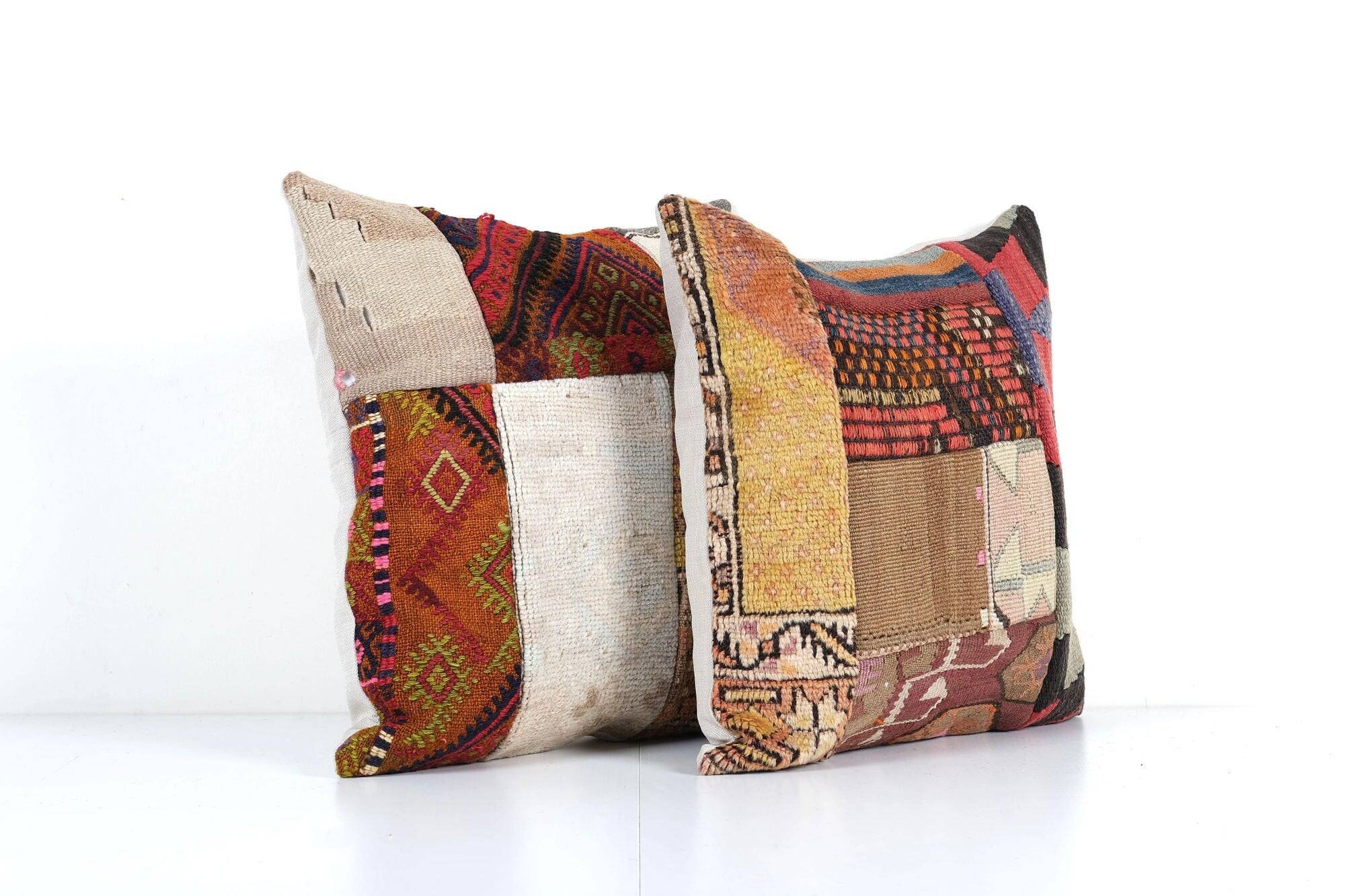 Set of 2 vintage kilim cushion covers 48x48 cm
