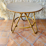 Coffee table in rattan and vintage bamboo, circa 60's