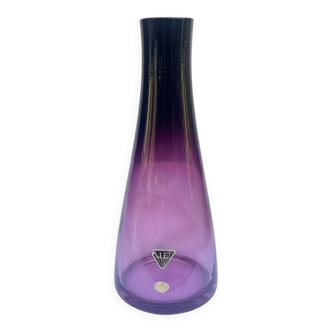 Vase vintage en verre dégradé violet de Hessen Glaswerke West Germany 1960