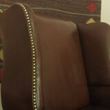 Vintage wingback club chair in leather, 1970s