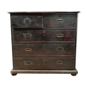 Teak officer's chest of drawers