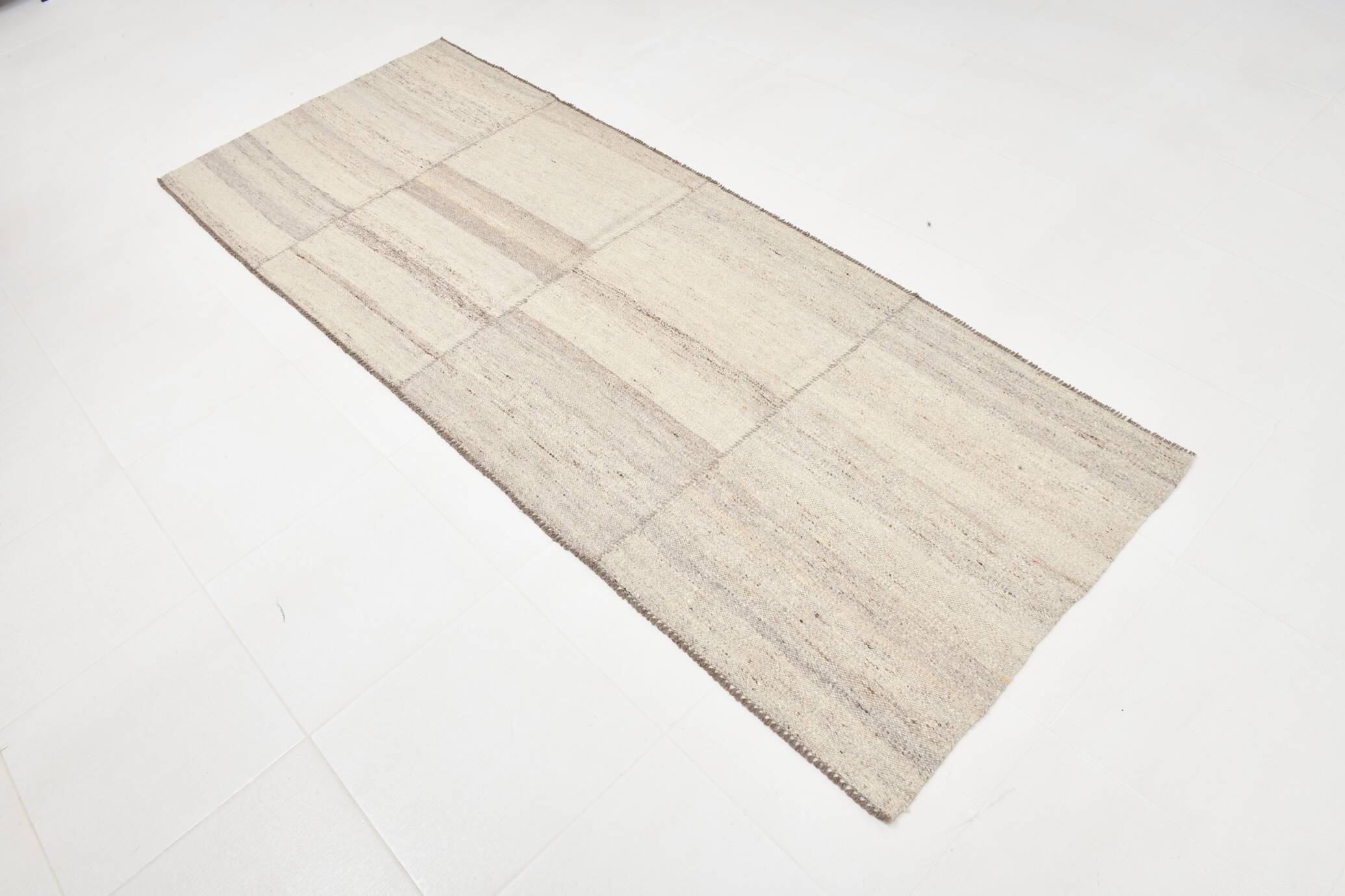 Beige & Brown Kilim Runner Rug, 95x257Cm