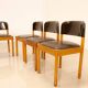 Set of 6 wooden and leather chairs by Piarotto Italy 80's