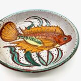 Deep plate with fish decoration – Vallauris ceramics, 1960