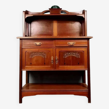 Art Nouveau period serving sideboard in mahogany and ceramic early 1900