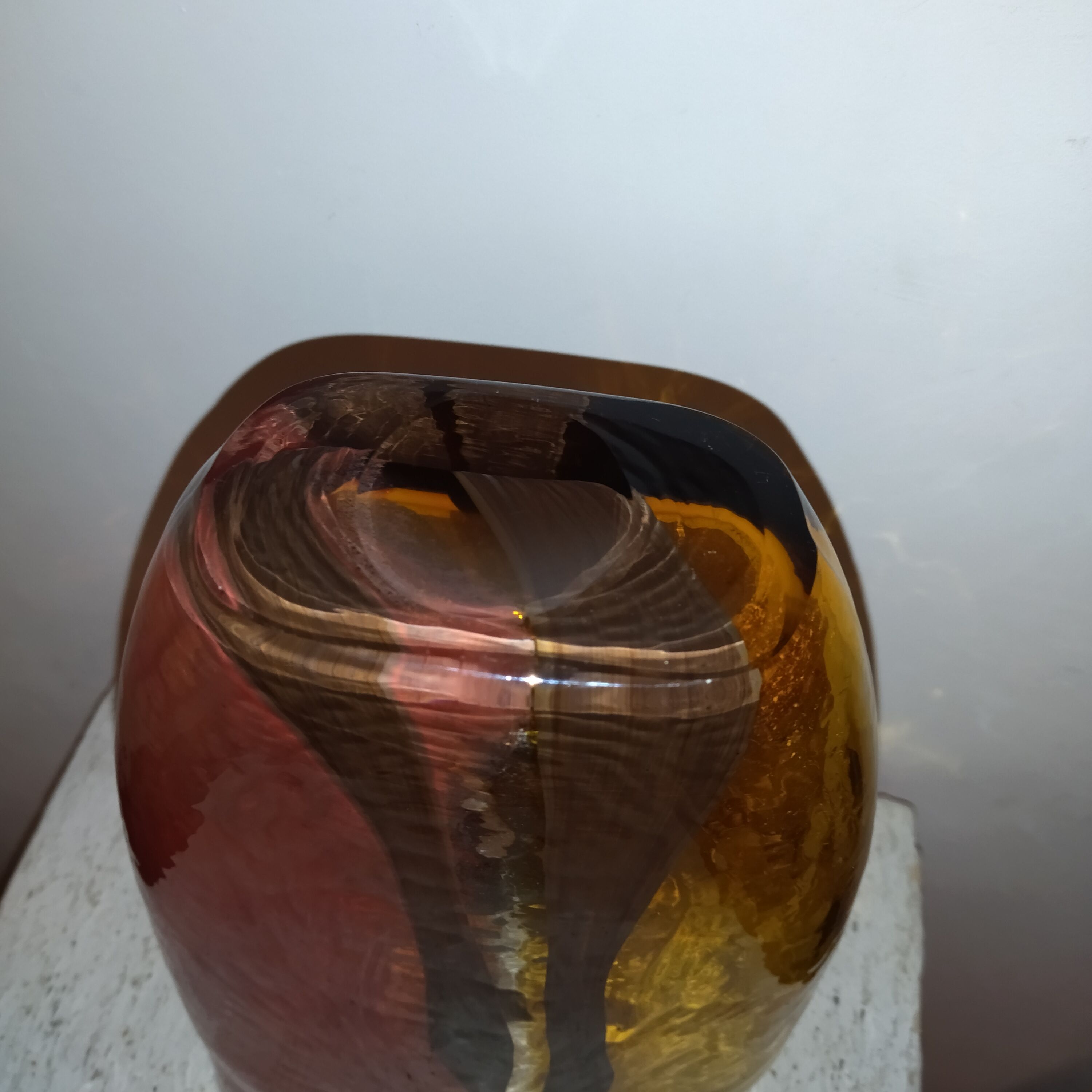 Vase verre soufflé moulé années 80