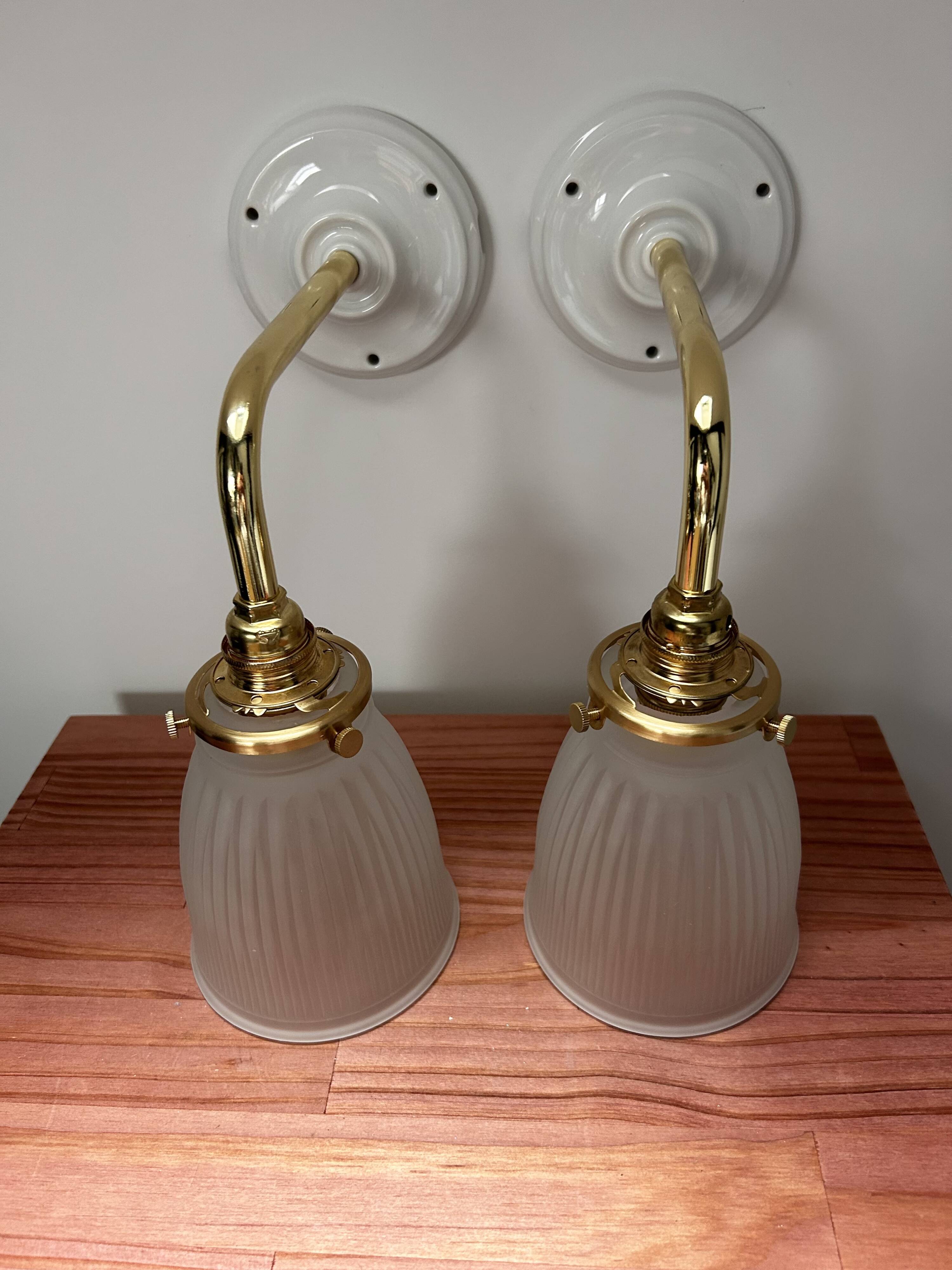 Pair of glass tulip wall sconces