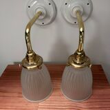 Pair of glass tulip wall sconces