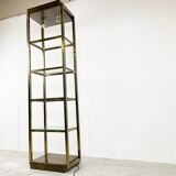 Brass illuminated wall unit by Belgochrom, 1970s